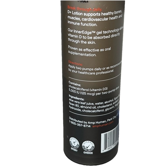 AMP HUMAN D+ LOTION 1 Fl Oz Boost Immunity Health Benefits Bones Daily‎ Use New - Picture 3 of 4